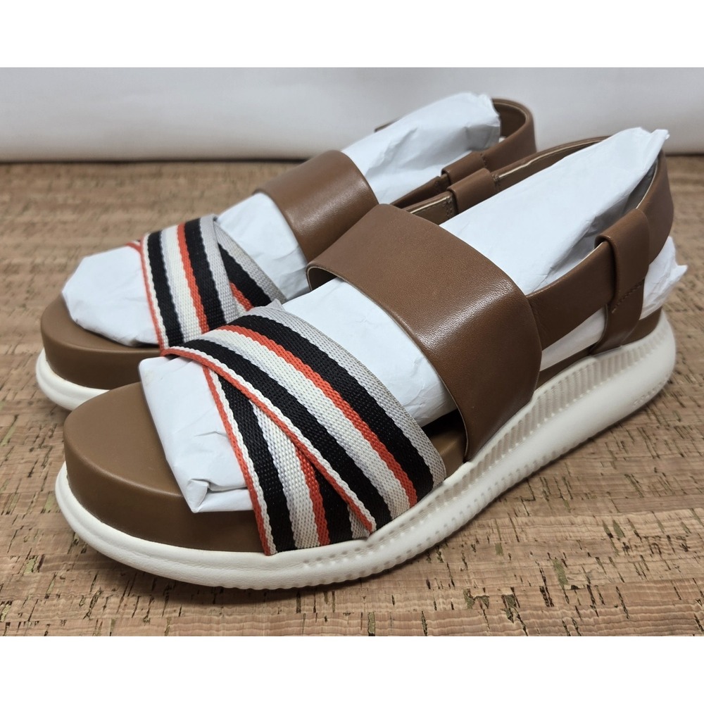 COLE HAAN 2.ZEROGRAND Sandals Womens 8B Tan‎ Leather Wedge Slingback Casual